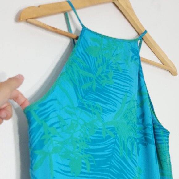 Thyme Maternity Teal & Green Floral Sleeveless Spaghetti Straps Tank Top Size XS - Picture 2 of 8